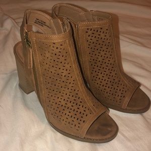 peep toe open back sandals